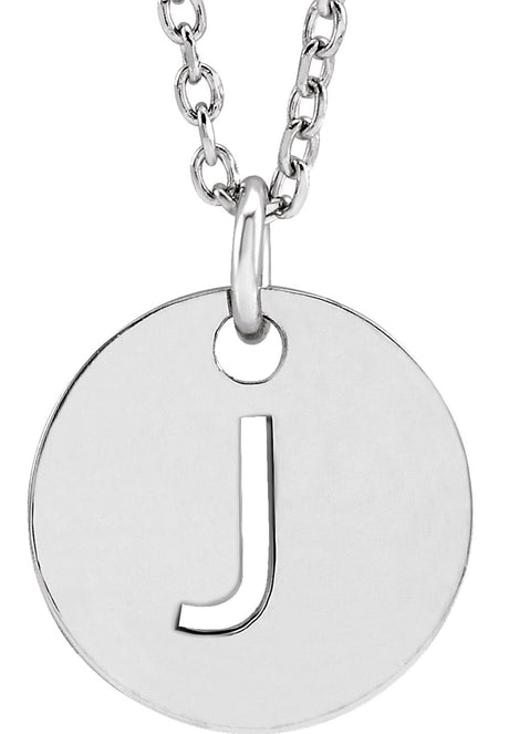 14K White Initial J 16-18" Necklace