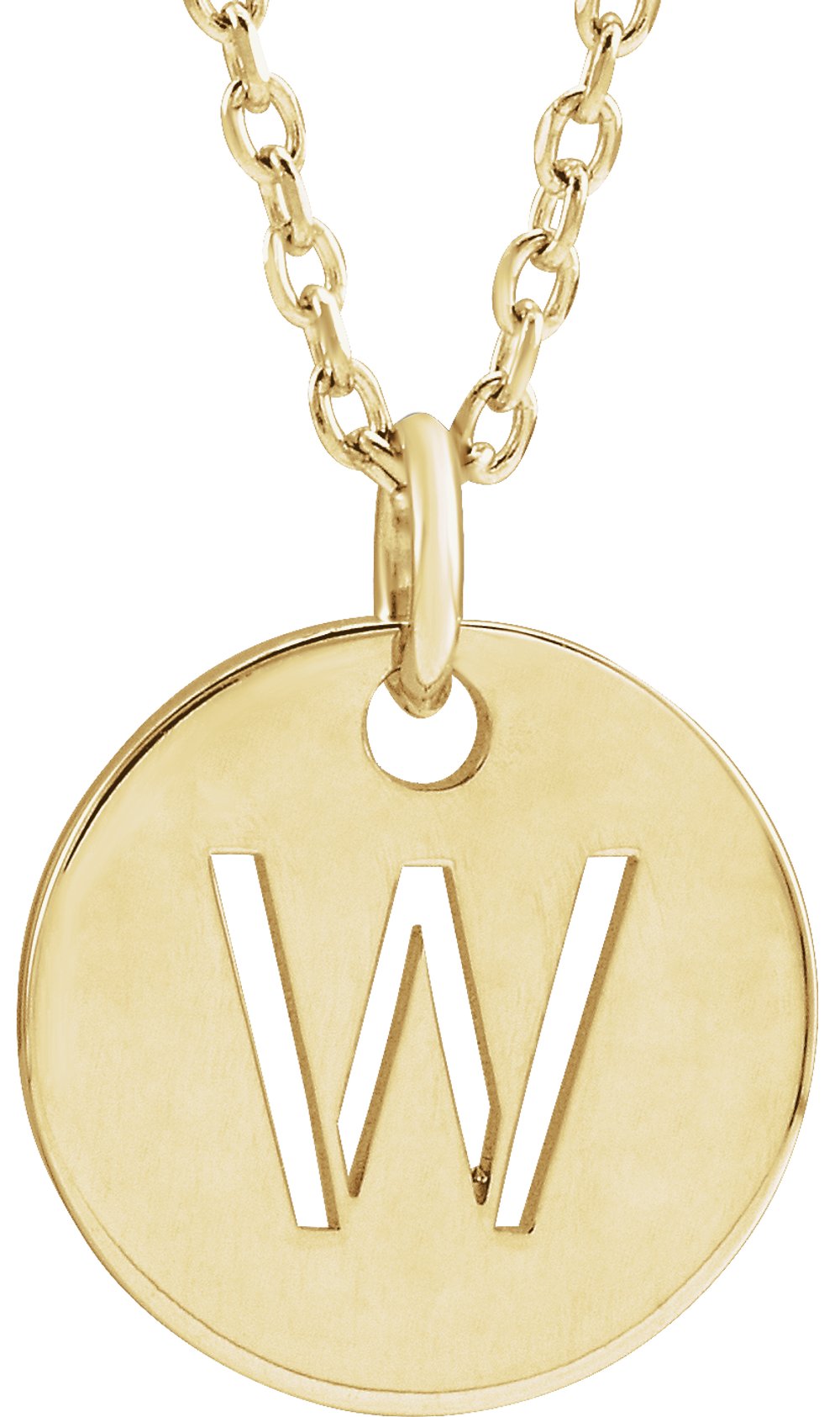 14K Yellow Initial W 16-18" Necklace