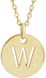 14K Yellow Initial W 16-18" Necklace