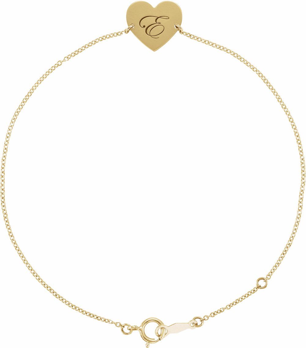 18K Yellow Gold-Plated Sterling Silver Engravable Heart 7-8" Bracelet