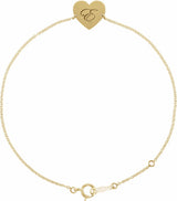 14K Yellow Gold Engravable Heart 7-8" Bracelet