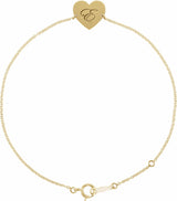 14K Yellow Engravable Heart 7-8" Bracelet