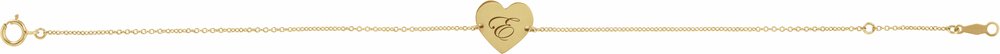 14K Yellow Gold Engravable Heart 7-8" Bracelet