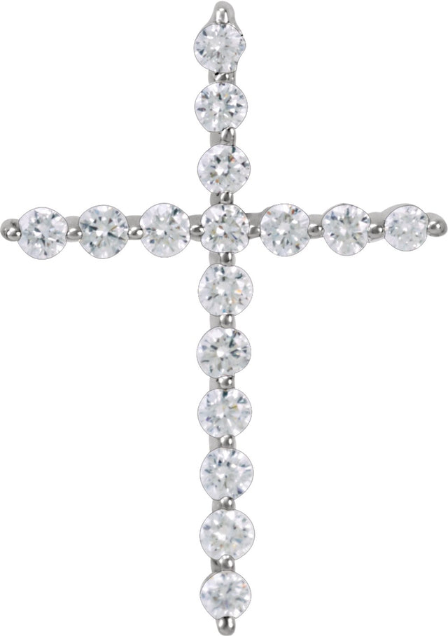 14K White 1/5 CTW Natural Diamond Cross Pendant