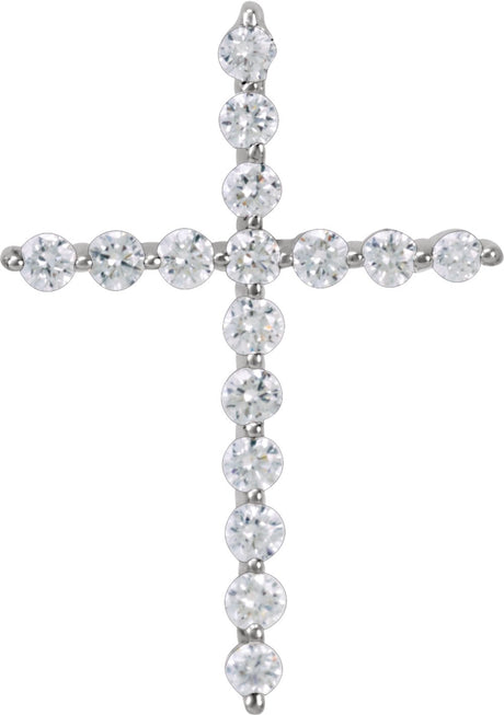 14K White Gold 1/5 CTW Lab-Grown Diamond Cross Pendant