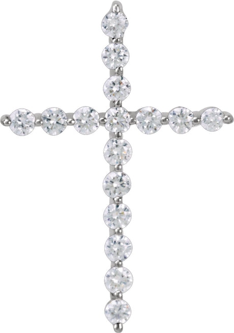 14K White 1/5 CTW Lab-Grown Diamond Cross Pendant