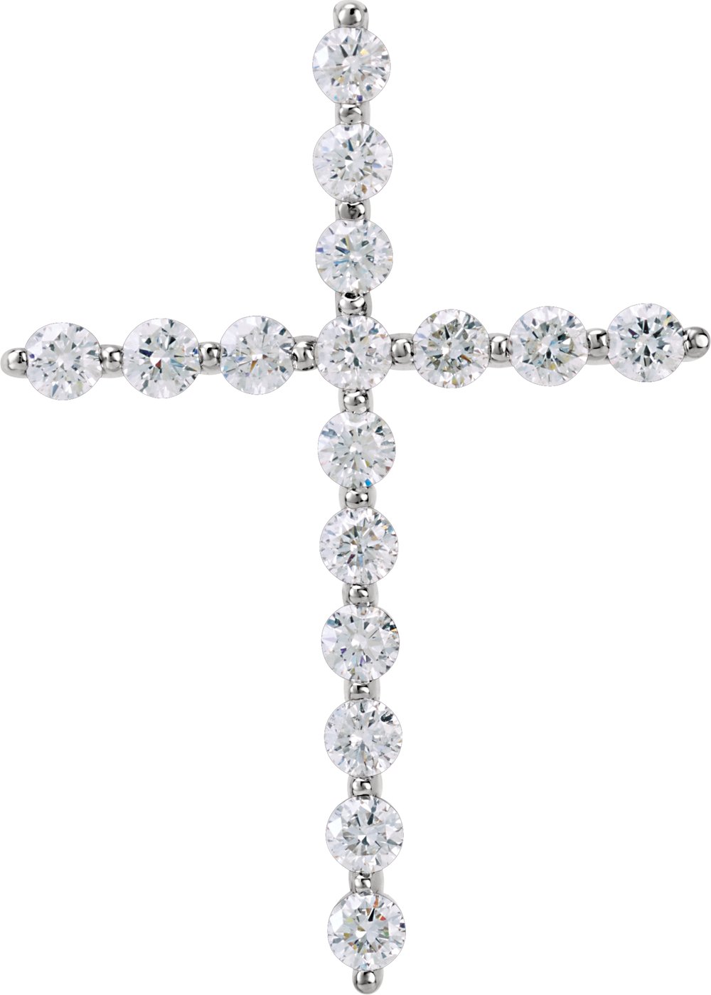 14K White 1/3 CTW Natural Diamond Cross Pendant