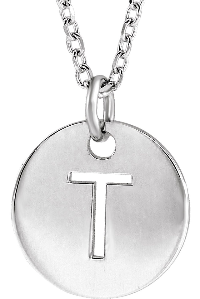Sterling Silver Initial T 16-18" Necklace