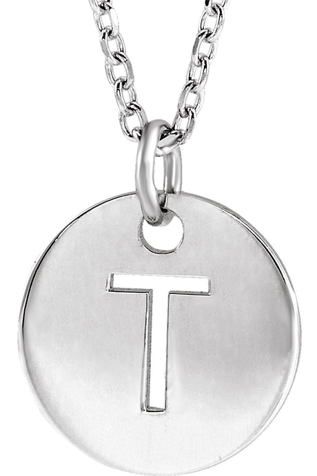 Sterling Silver Initial T 16-18" Necklace