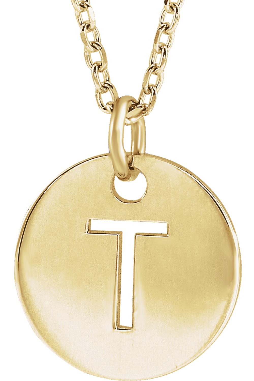 18K Yellow Gold-Plated Sterling Silver Initial T 16-18" Necklace