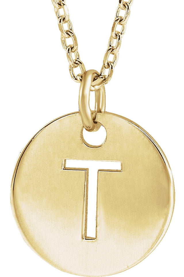 14K Yellow Gold Initial T 16-18" Necklace