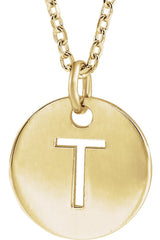 14K Yellow Gold Initial T 16-18" Necklace