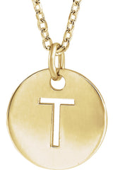 18K Yellow Gold-Plated Sterling Silver Initial T 16-18" Necklace