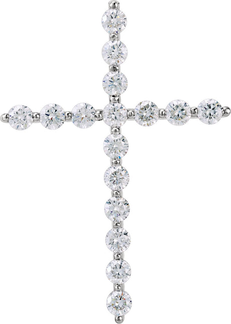 14K White 1/2 CTW Lab-Grown Diamond Cross Pendant