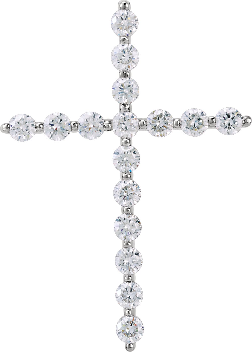 14K White 1 3/8 CTW Natural Diamond Cross Pendant