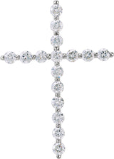 14K White 1 3/8 CTW Natural Diamond Cross Pendant