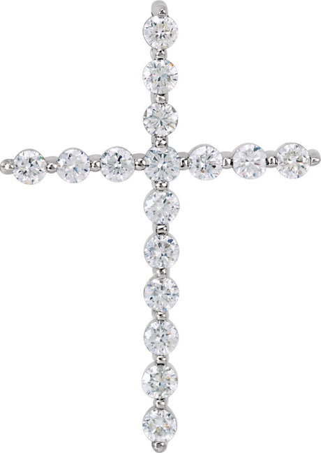 14K White Gold 1  CTW Natural Diamond Cross Pendant