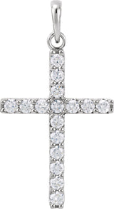 14K White 1/2 CTW Natural Diamond Cross Pendant