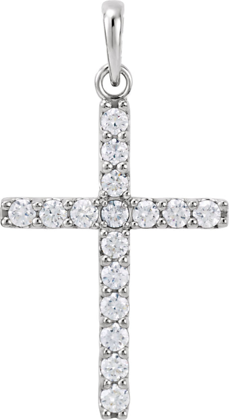 14K White 1/2 CTW Natural Diamond Cross Pendant