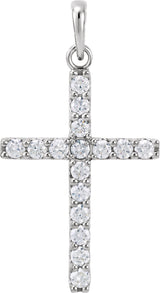 14K White Gold 1/2 CTW Natural Diamond Cross Pendant