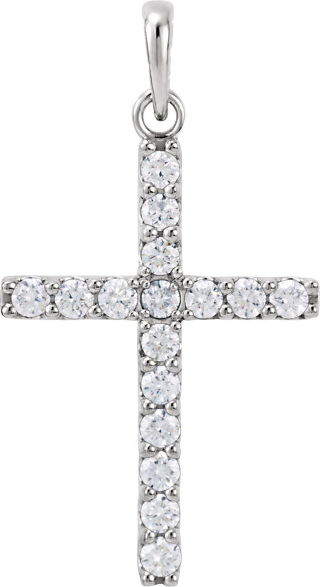 14K White Gold 1/2 CTW Natural Diamond Cross Pendant