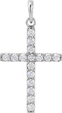 14K White Gold 1/2 CTW Natural Diamond Cross Pendant