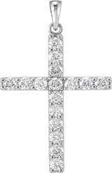 14K White 1/2 CTW Lab-Grown Diamond Cross Pendant