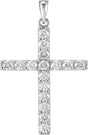 14K White 1/2 CTW Lab-Grown Diamond Cross Pendant