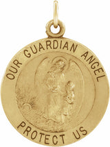 14K Yellow 18 mm Guardian Angel Medal