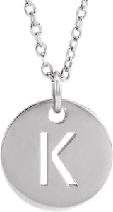 Sterling Silver Initial K 16-18" Necklace