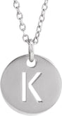 Sterling Silver Initial K 16-18" Necklace