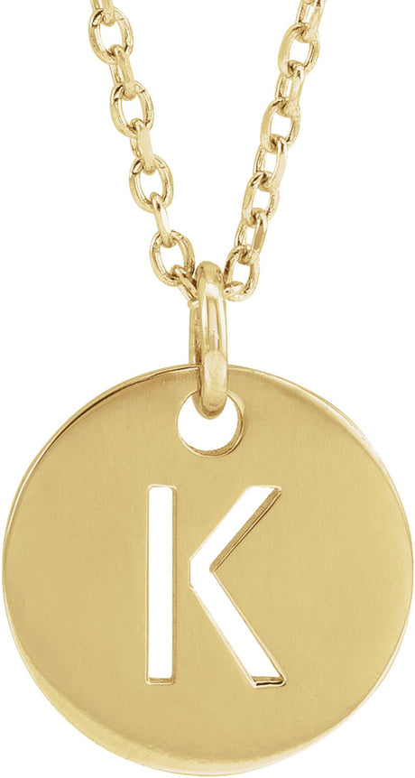 14K Yellow Gold Initial K 16-18" Necklace
