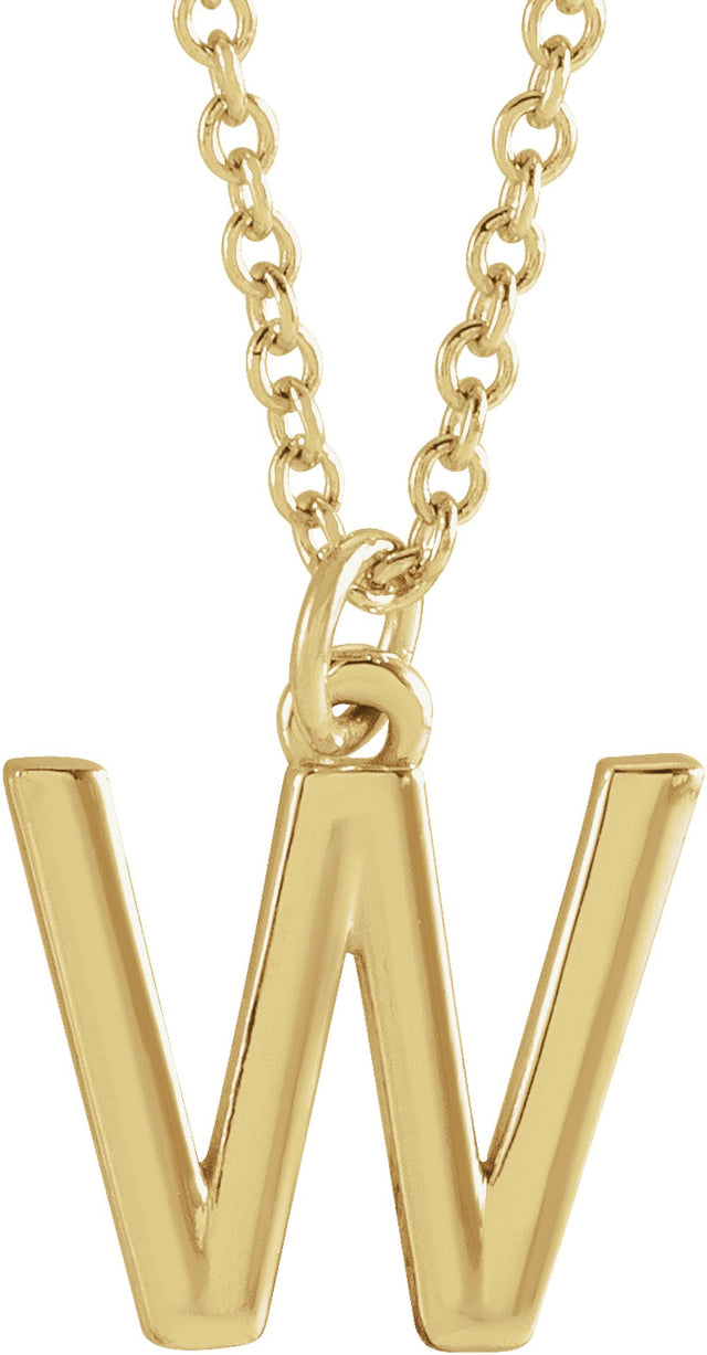 14K Yellow Initial W Dangle 16" Necklace