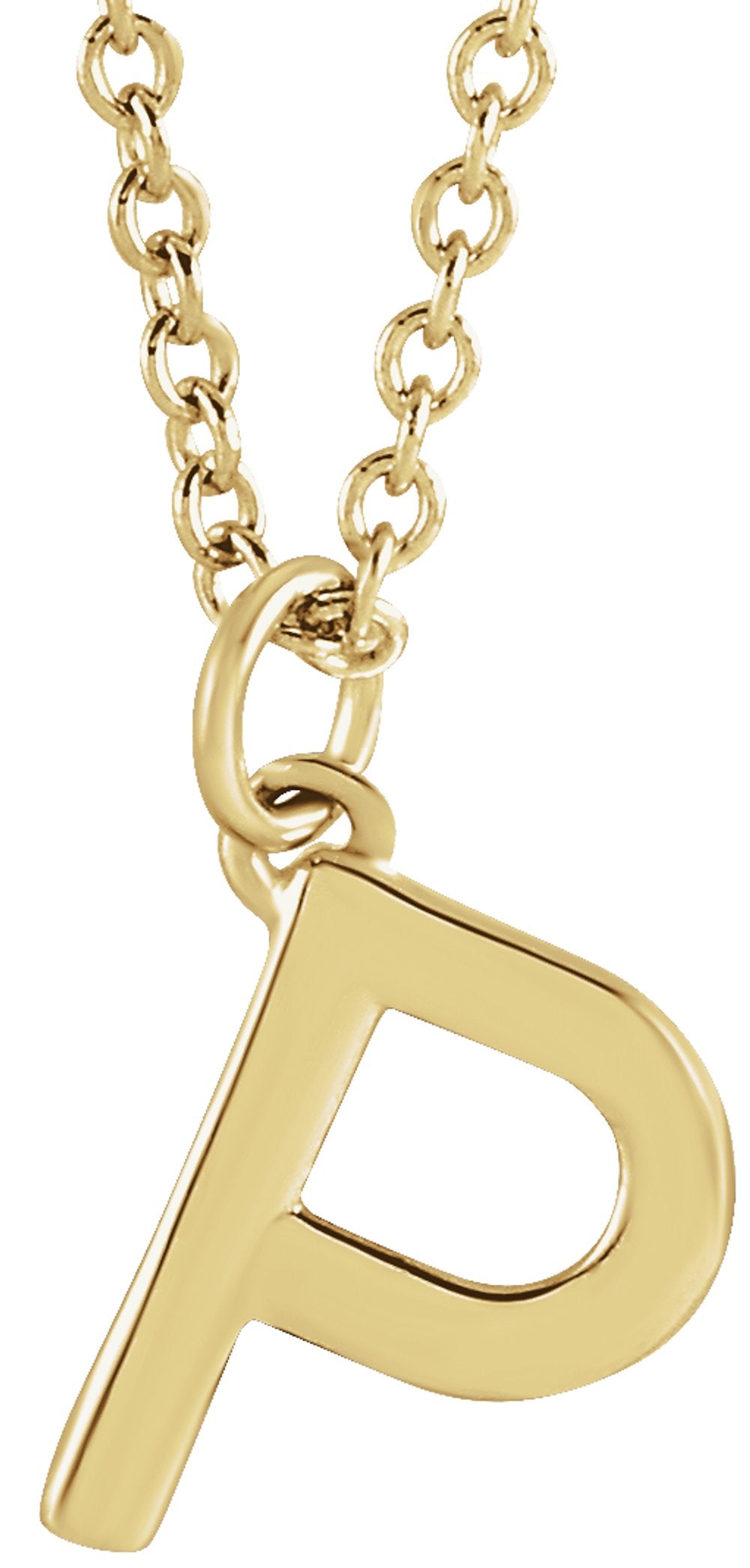 14K Yellow Gold Initial P Dangle 18" Necklace