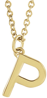 14K Yellow Gold Initial P Dangle 18" Necklace
