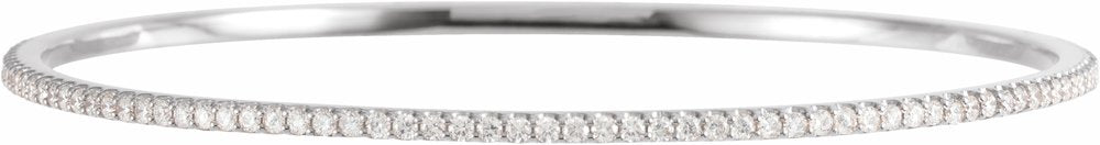 14K White 2 CTW Natural Diamond Stackable Bangle 8" Bracelet