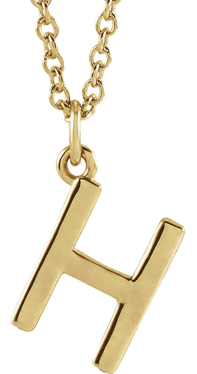 14K Yellow Gold Initial H Dangle 18" Necklace