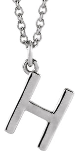 Sterling Silver Initial H Dangle 16" Necklace