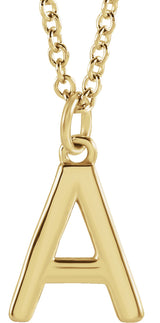 14K Yellow Initial A Dangle 18" Necklace