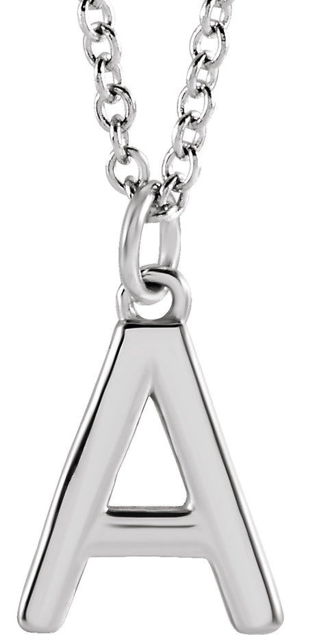14K White Gold Initial A Dangle 18" Necklace