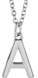 14K White Gold Initial A Dangle 18" Necklace