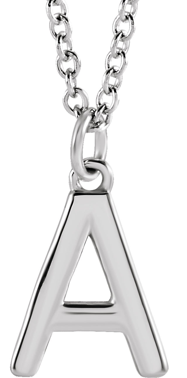 14K White Gold Initial A Dangle 18" Necklace