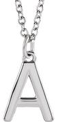 14K White Gold Initial A Dangle 18" Necklace