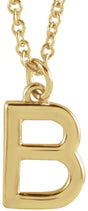 14K Yellow Gold Initial B Dangle 18" Necklace