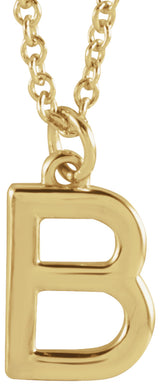 14K Yellow Gold Initial B Dangle 16" Necklace