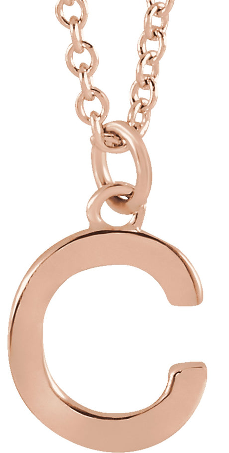 14K Rose Initial C Dangle 18" Necklace