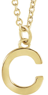 14K Yellow Gold Initial C Dangle 16" Necklace