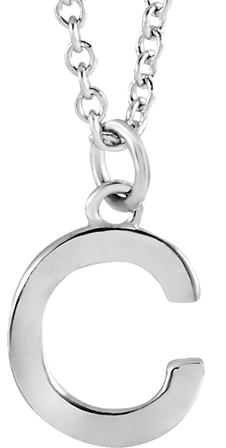14K White Gold Initial C Dangle 16" Necklace