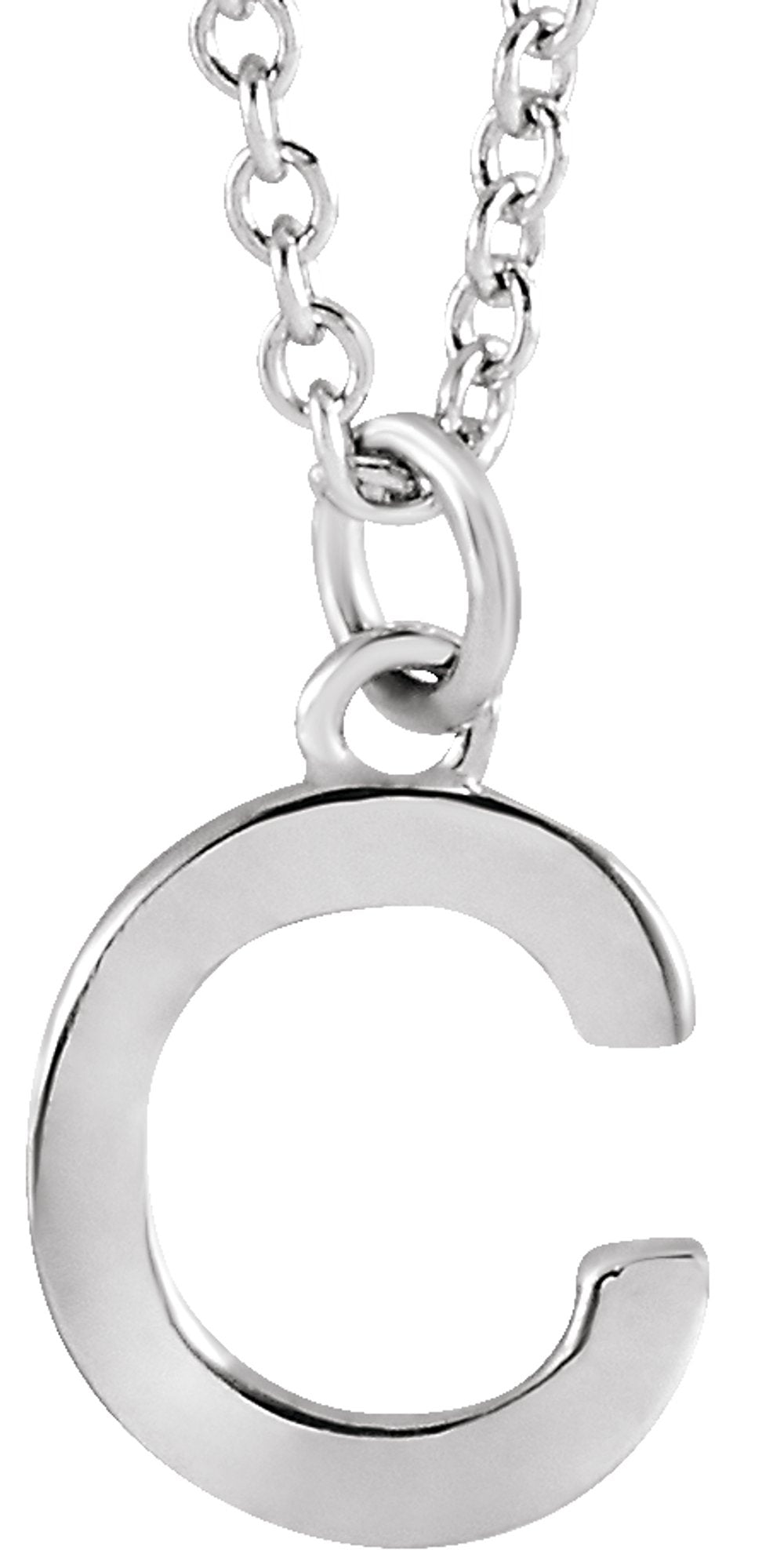 14K White Gold Initial C Dangle 16" Necklace