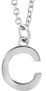 14K White Gold Initial C Dangle 16" Necklace